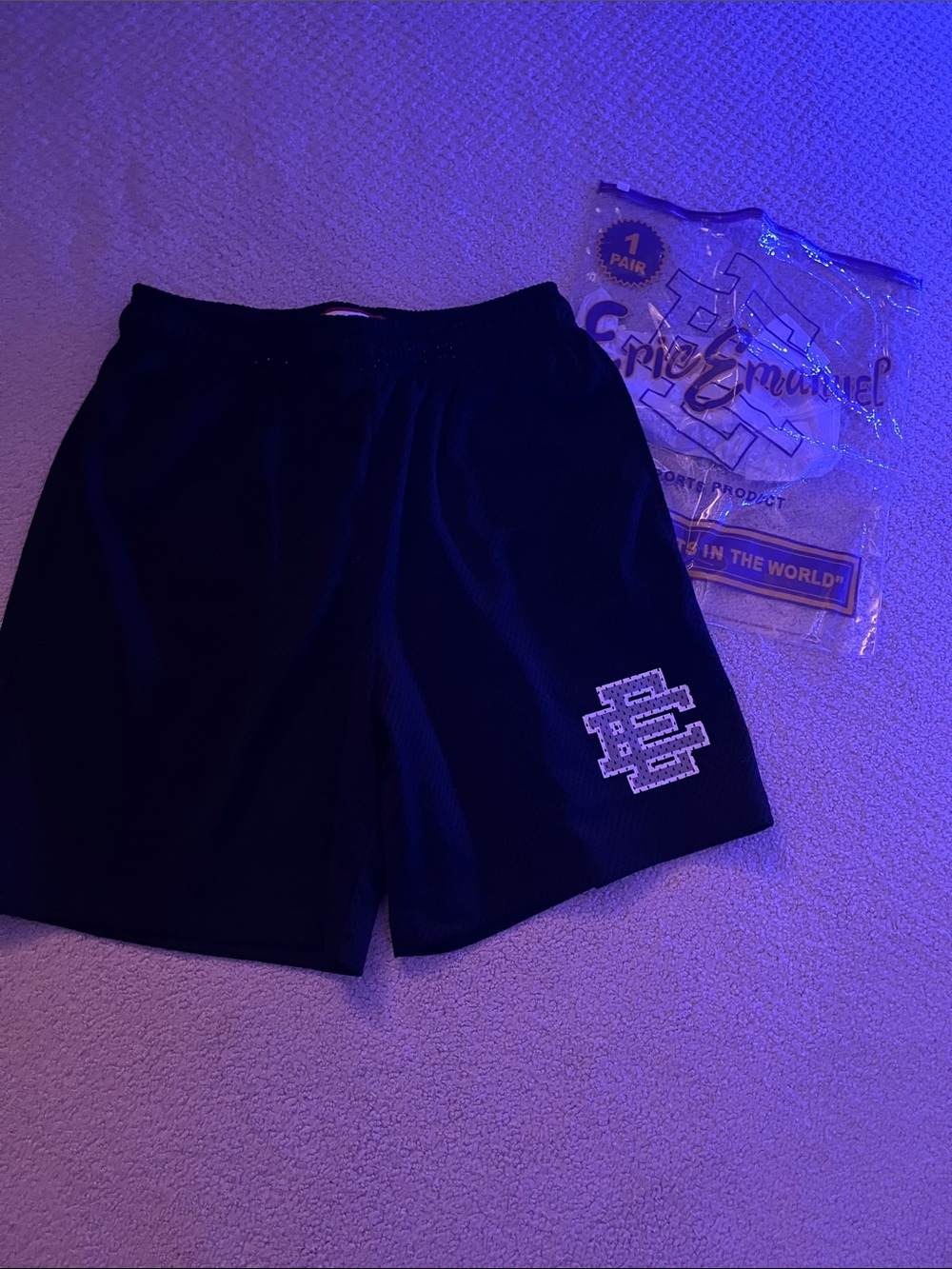 Eric Emanuel Men's Black Mesh Basketball Shorts